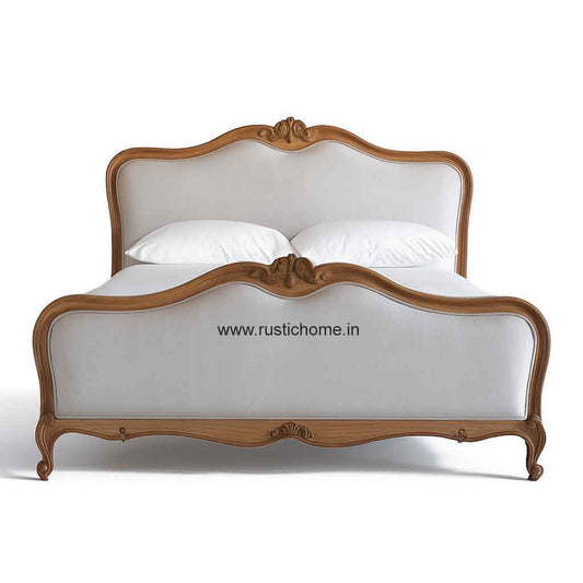 French White Upholstered  Bed