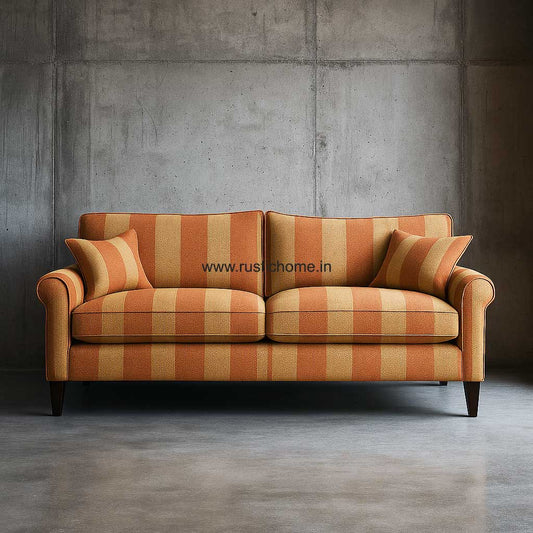 Modo Linen  Rust Stripe 3 seater sofa