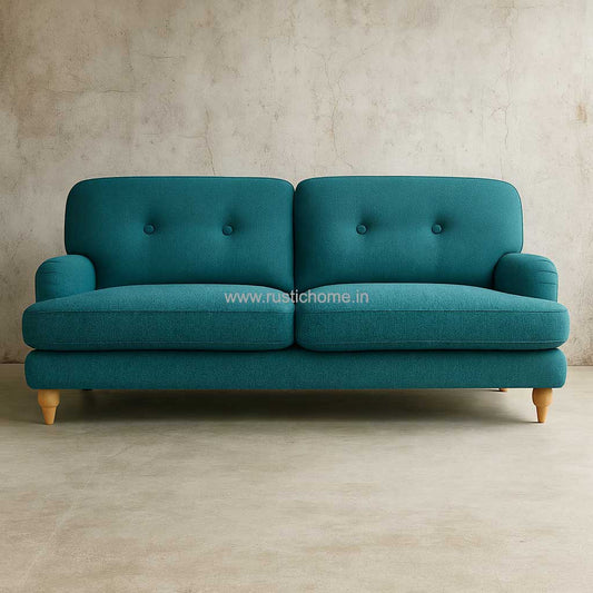 Moris Fabric Comfy Linen Teal Sofa