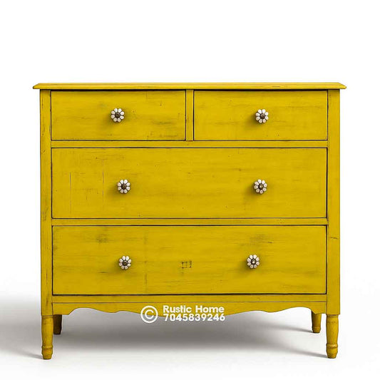 Solid Wood Distressed Chest Of Drawer