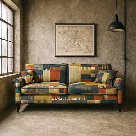 Rustic Patchwork Three Seater Sofa