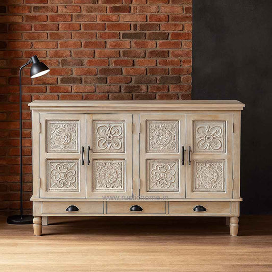 Carved Door Storage Cabinet / Side Board