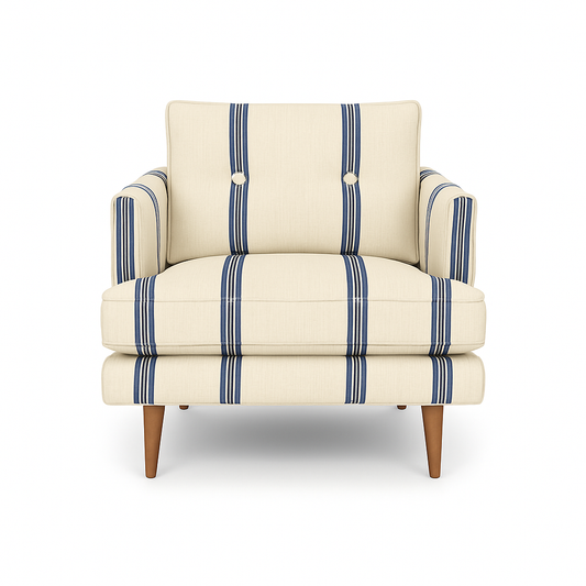Solna Blue Stripe Printed Accent Chair
