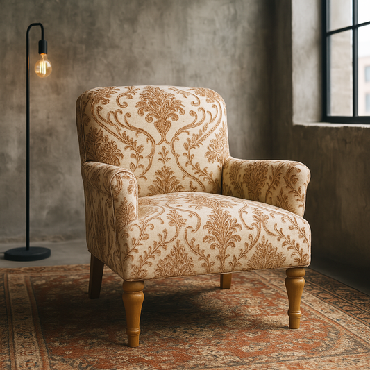 Mira  Velvet  Florel printed wing chair