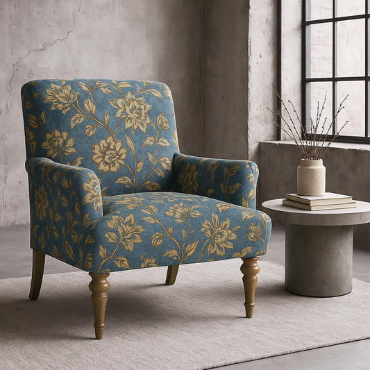 Verto Velvet  Florel printed Wing chair