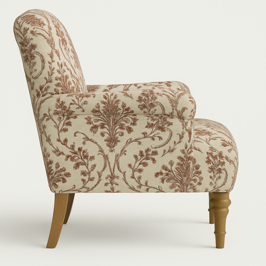 Mira  Velvet  Florel printed wing chair