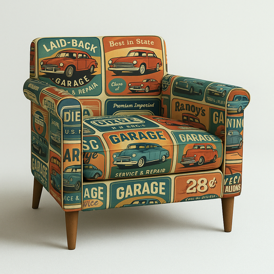 vintage car  printed Accent Chair