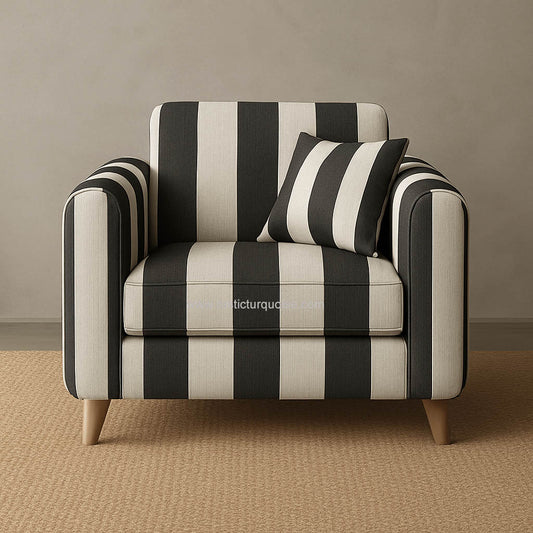Marbella Stripe Black N White  Accent Chair
