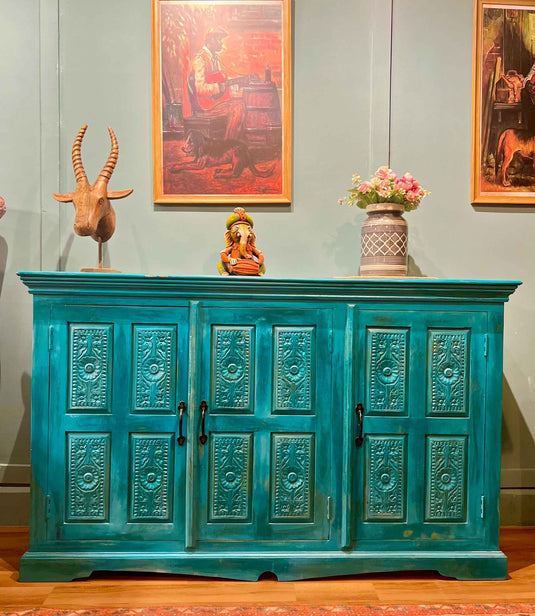 Turquoise Heritage Carved Sideboard