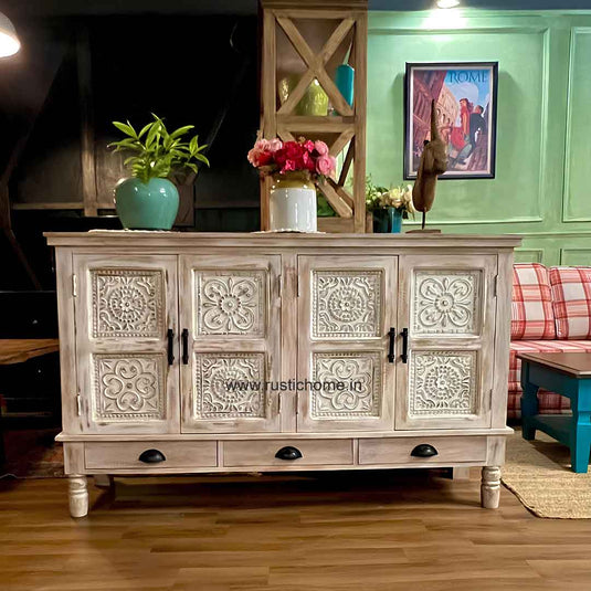 Carved Door Storage Cabinet / Side Board