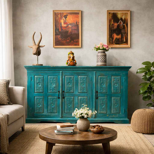 Turquoise Heritage Carved Sideboard