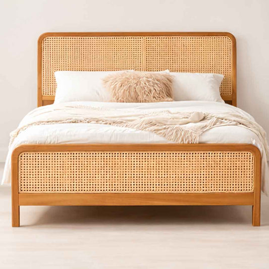 Natural Cane Bedroom Set – Bed, Side Table, Wardrobe & Dressing Table