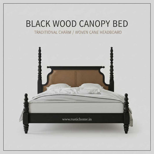 Black Wood Canopy Bed