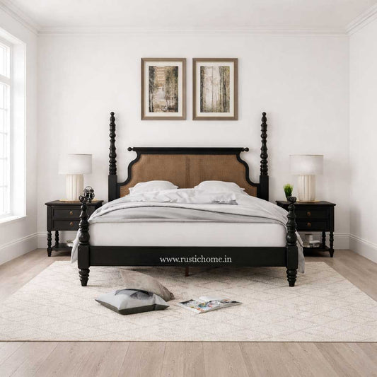Black Wood Canopy Bed
