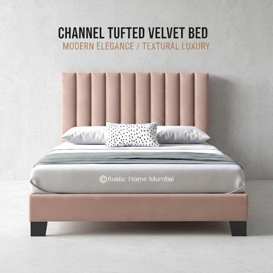 Channel Tufted Velvet Bed