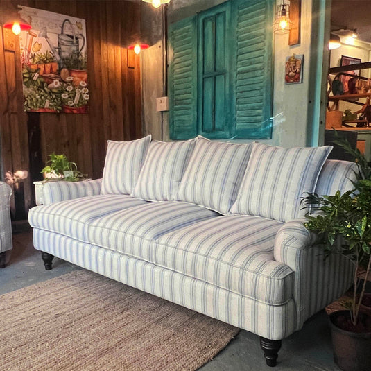 Blakeney Blue Stripe Printed Three Seater Sofa