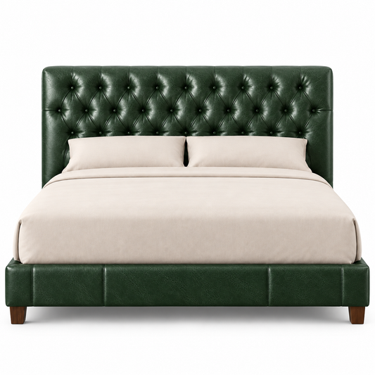 The Brixton Green Leatherette Modern Luxury Upholstered Bed