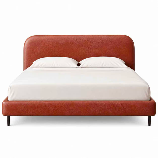 The Alora Tan Leatherette Modern Upholstered Bed