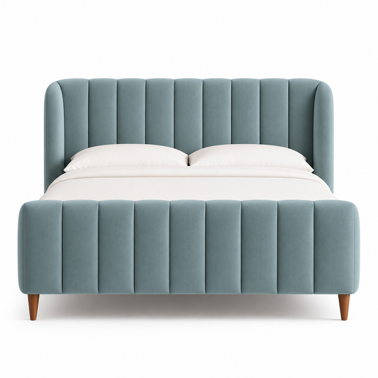 The Valentina Gray Velvet Modern Upholstered Bed