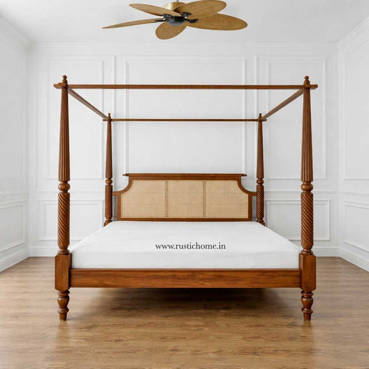 Tropical Poster Rattan Bedroom Set